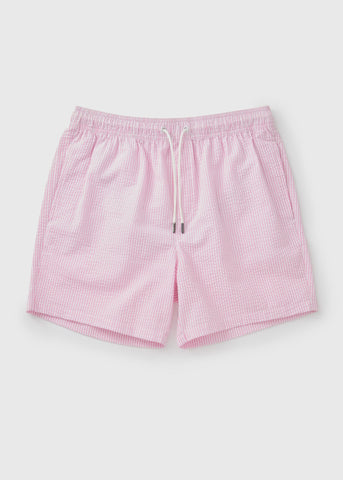 Pink Stripe Seersucker Swim Shorts  M494358
