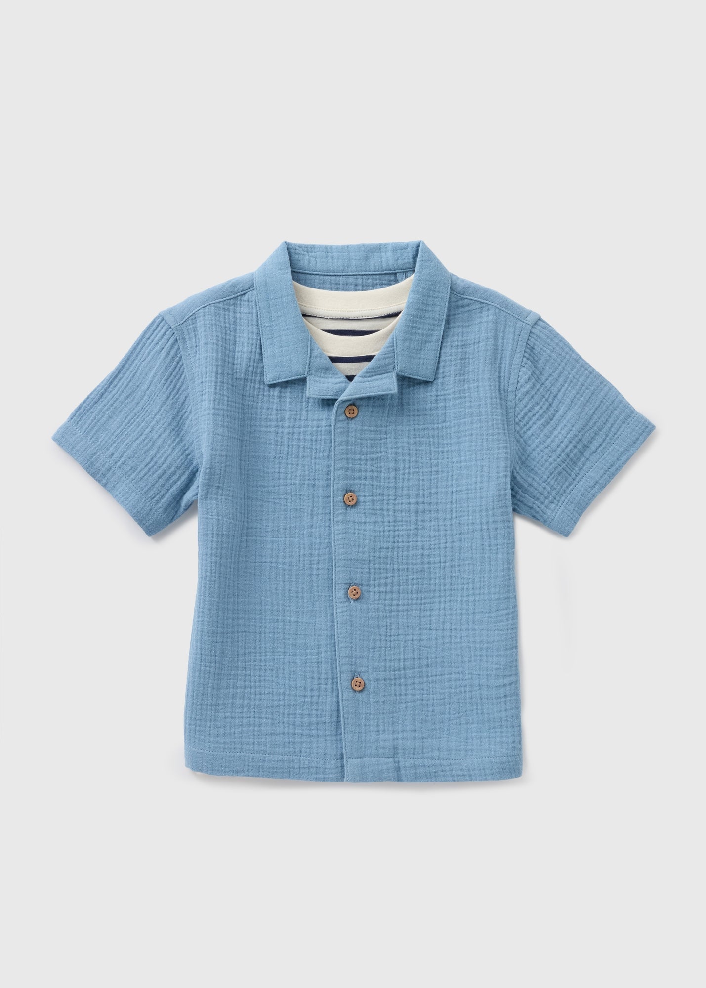 Boys Blue Stripe T-Shirt & Shirt Set (1-7yrs)  B369729