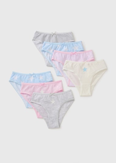 7 Pack Girls Multi Coloured Star Briefs (1-13yrs) G370607