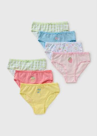 7 Pack Multicolour Fruit Floral Knickers (1-11yrs) G370612