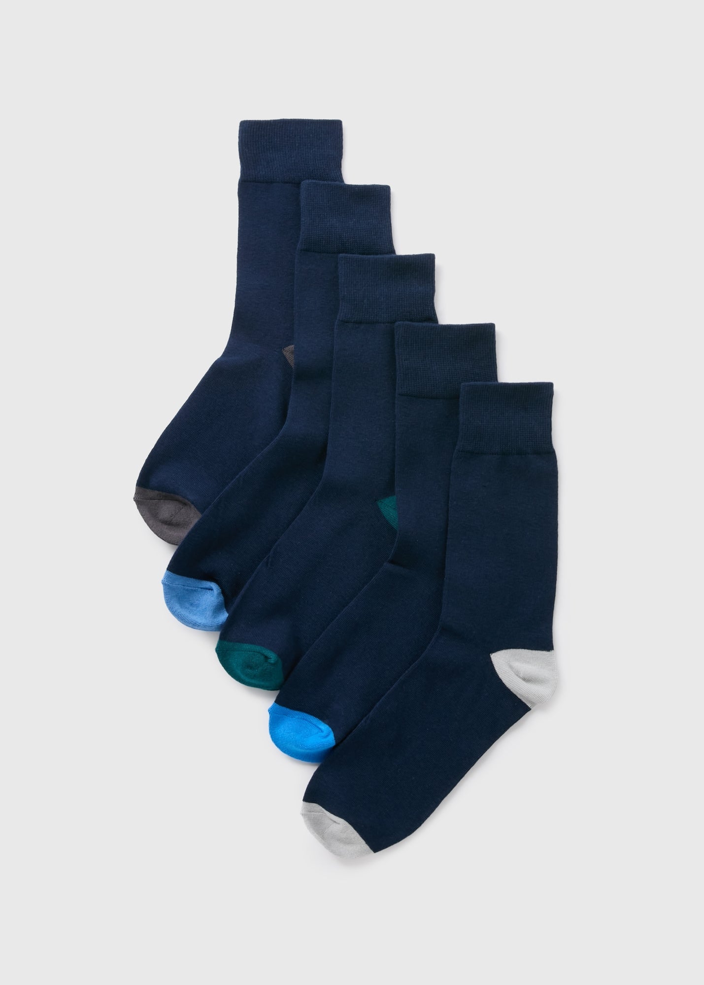 5 Pack Navy Coloured Toe Socks  M495079