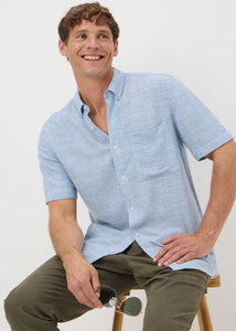 Blue Linen Blend Dye Shirt  M437883