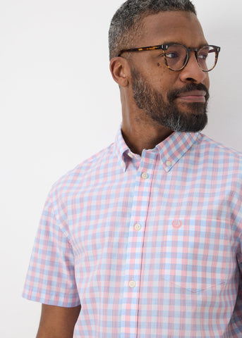 Lincoln Pink Check Short Sleeve Shirt  M293623