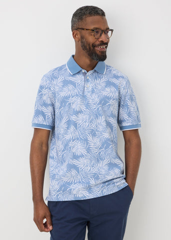 Lincoln Blue Palm Printed Polo Shirt  M293625