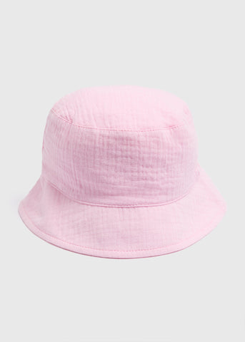 Baby Pink Crinkle Bucket Hat (Newborn-24mths)  C321354