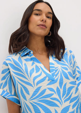Blue Et Vous Palm Popover Blouse  F348275
