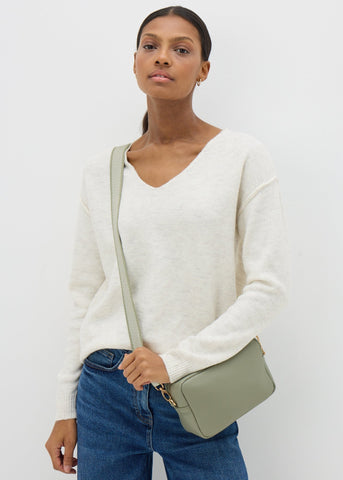 Green Faux Leather Camera Bag  F442111