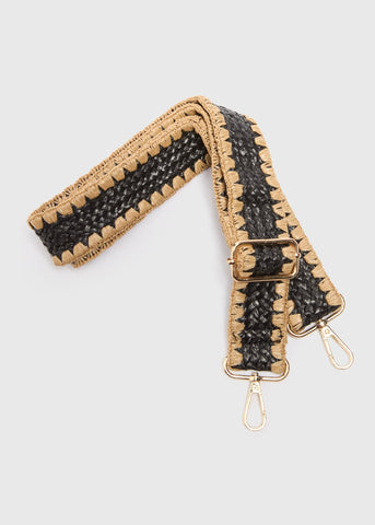 Black Raffia Bag Strap  F442125