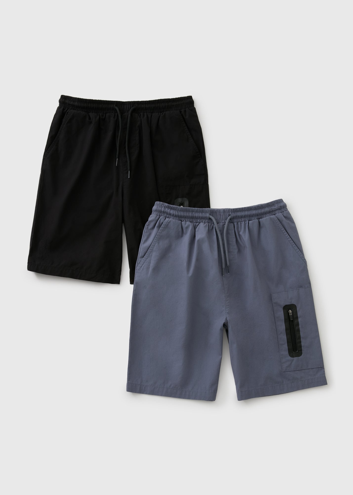 2PK WOVEN ZIP SHORT BLK BLUE B067296