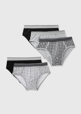 5 Pack Grey Mono Briefs  M497238
