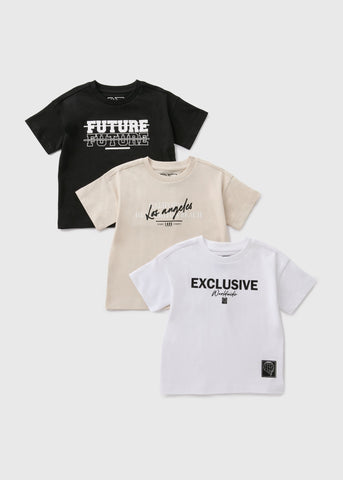 3 Pack Boys Multicolour Future T-Shirts (1-7yrs)  B369803