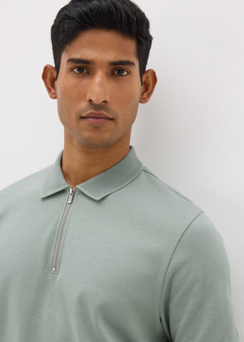 Sage Interlock 1/4 Zip Polo Shirt  M437917