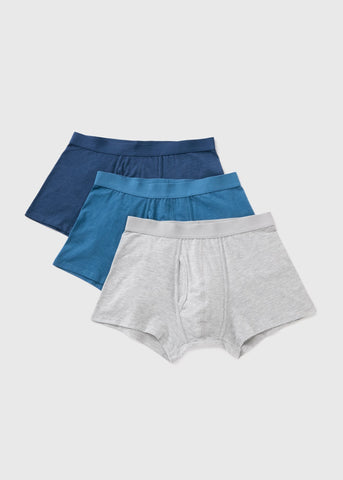 3 Pack Blue Keyhole Boxers  M499957