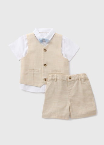 3 Piece Boys Stone Waistcoat Set (1-7yrs)  B100611