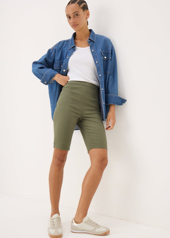 Khaki Rosie Knee Length Denim Shorts  F514469