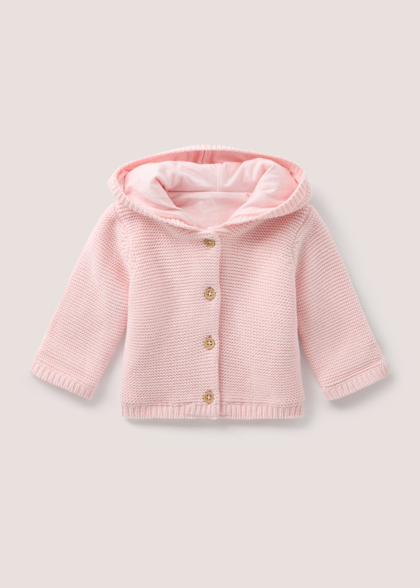 Baby Pink Jersey Lined Knitted Cardigan (Newborn-23mths) C321393