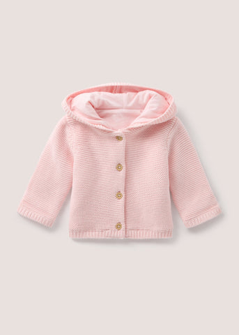 Baby Pink Jersey Lined Knitted Cardigan (Newborn-23mths) C321393