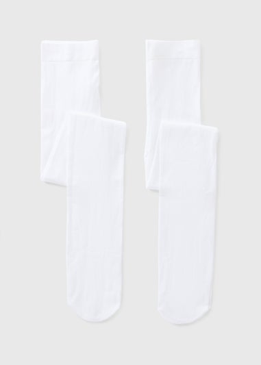 2 Pack Girls White Opaque Tights (4-13yrs) G034189