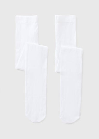 2 Pack Girls White Opaque Tights (4-13yrs) G034189
