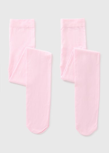 2 Pack Girls Pink Opaque Tights (4-13yrs) G034190