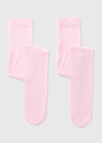 2 Pack Girls Pink Opaque Tights (4-13yrs) G034190