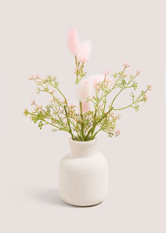 Pink Dried Pampas In Cream Pot M699032