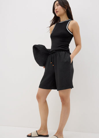 Black Tie Waist Shorts  F518982