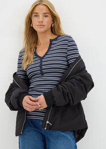 LS HENLEY TOP STRIPE F467673