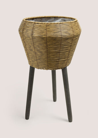 PLASTIC WOVEN PLANTER LG NAT M208075