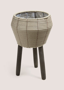 PLASTIC WOVEN PLANTER SM GREY M208080