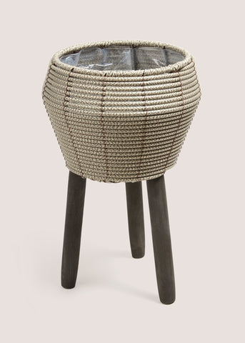 PLASTIC WOVEN PLANTER SM GREY M208080