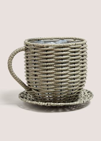 PLAST WOVEN PLANTER TCUP GREY M208081