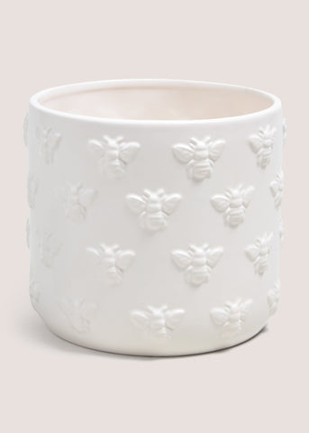 Cream Bee Embossed Planter White M208123