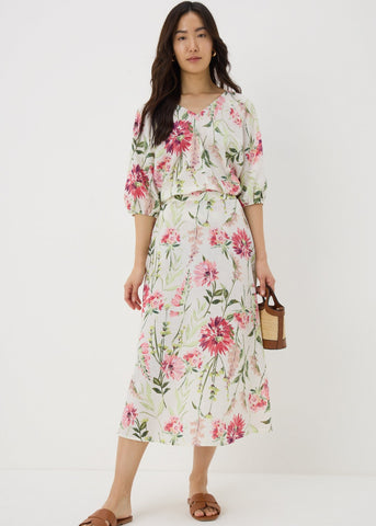 Sage Green Floral Midaxi Skirt  F481002