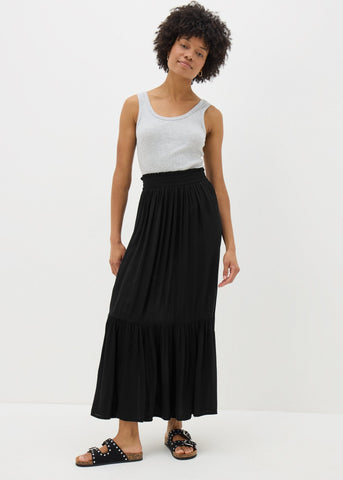 Black Cheesecloth Maxi Skirt  F481004