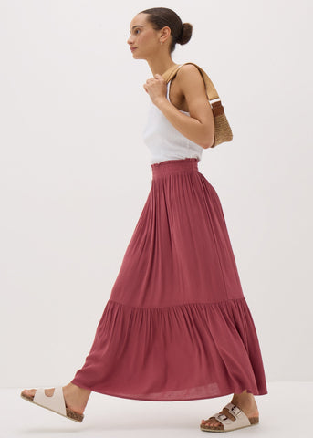 Rasberry Cheesecloth Maxi Skirt  F481005