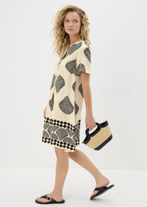 Black Monochrome Shell Tunic Beach Dress  F413823