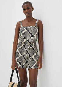 Black Mono Shell Print Playsuit  F413825