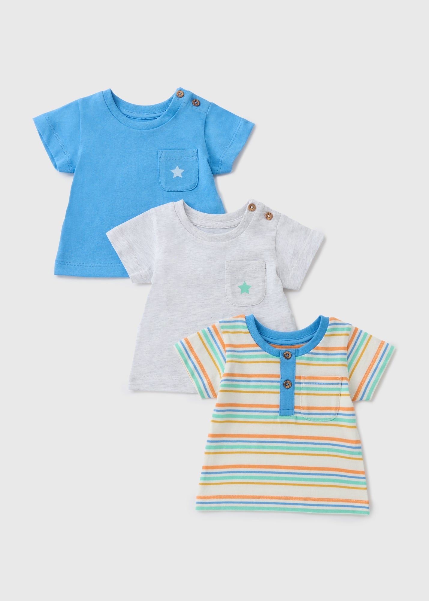 3PK SS TEES STRIPEY HENLEY C321435