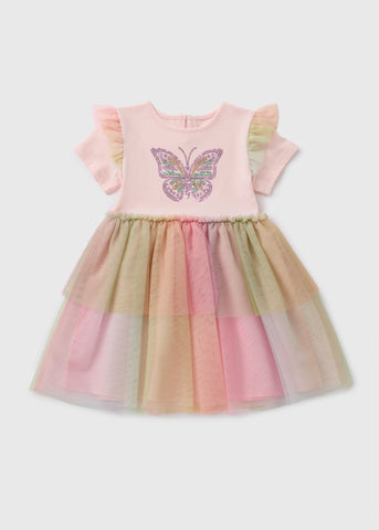 Girls Pink Butterfly Sequin Tutu Dress (1-7yrs)  C101629
