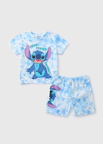 Boys Stitch Blue Tie Dye Pyjama Set (1-7yrs)  C295645