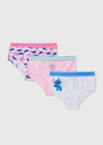 Girls Disney Stitch 3 Pack Pink Hipsters (2-7yrs)  C295694