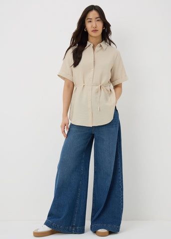 Stone Tie Waist Longline Shirt  F374339