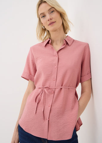 Pink Short Sleeve Tie Shirt  F374340