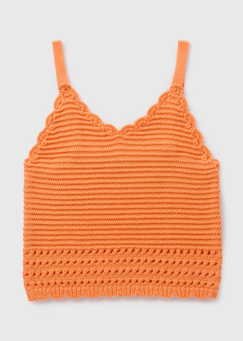 Girls Orange Crochet Vest (7-15yrs)  G325555