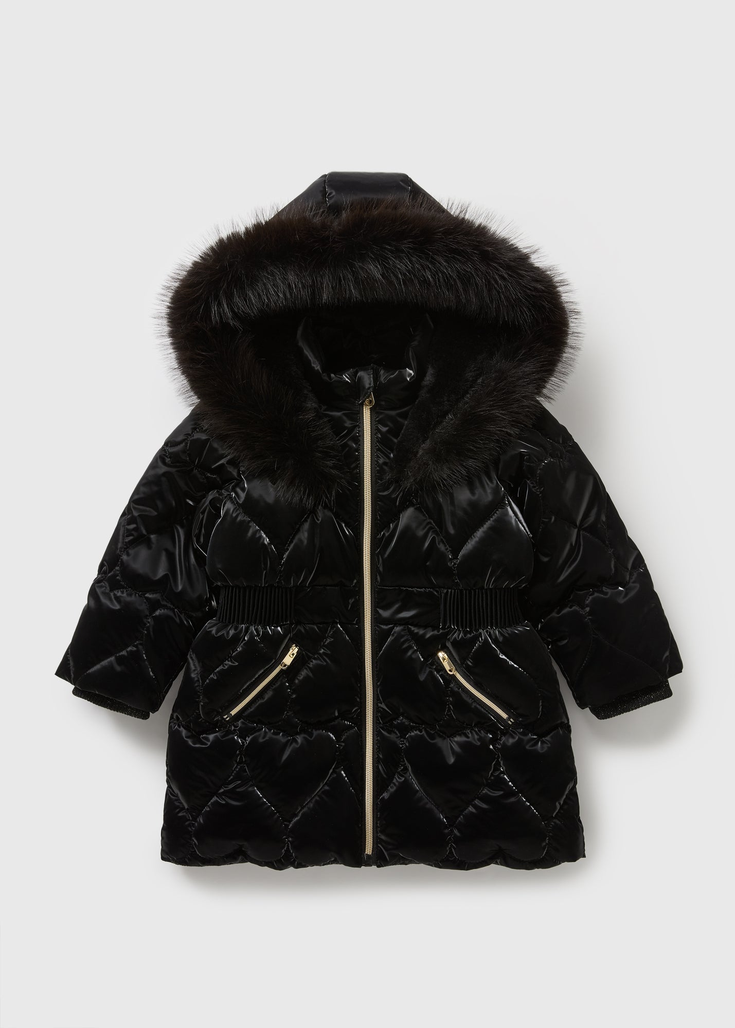 Girls Black Heart Padded Coat (1-7yrs) C304274