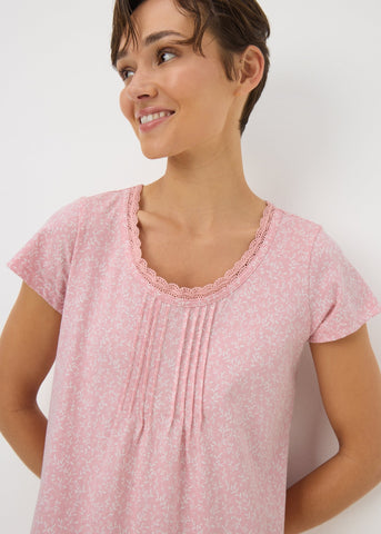 Pink Leaf Lace Nightie F474306