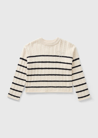 Girls Cream Striped Cable Jumper (7-15yrs) G325647