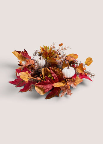 Orange Pumpkin Butterfly Candle Wreath M699131