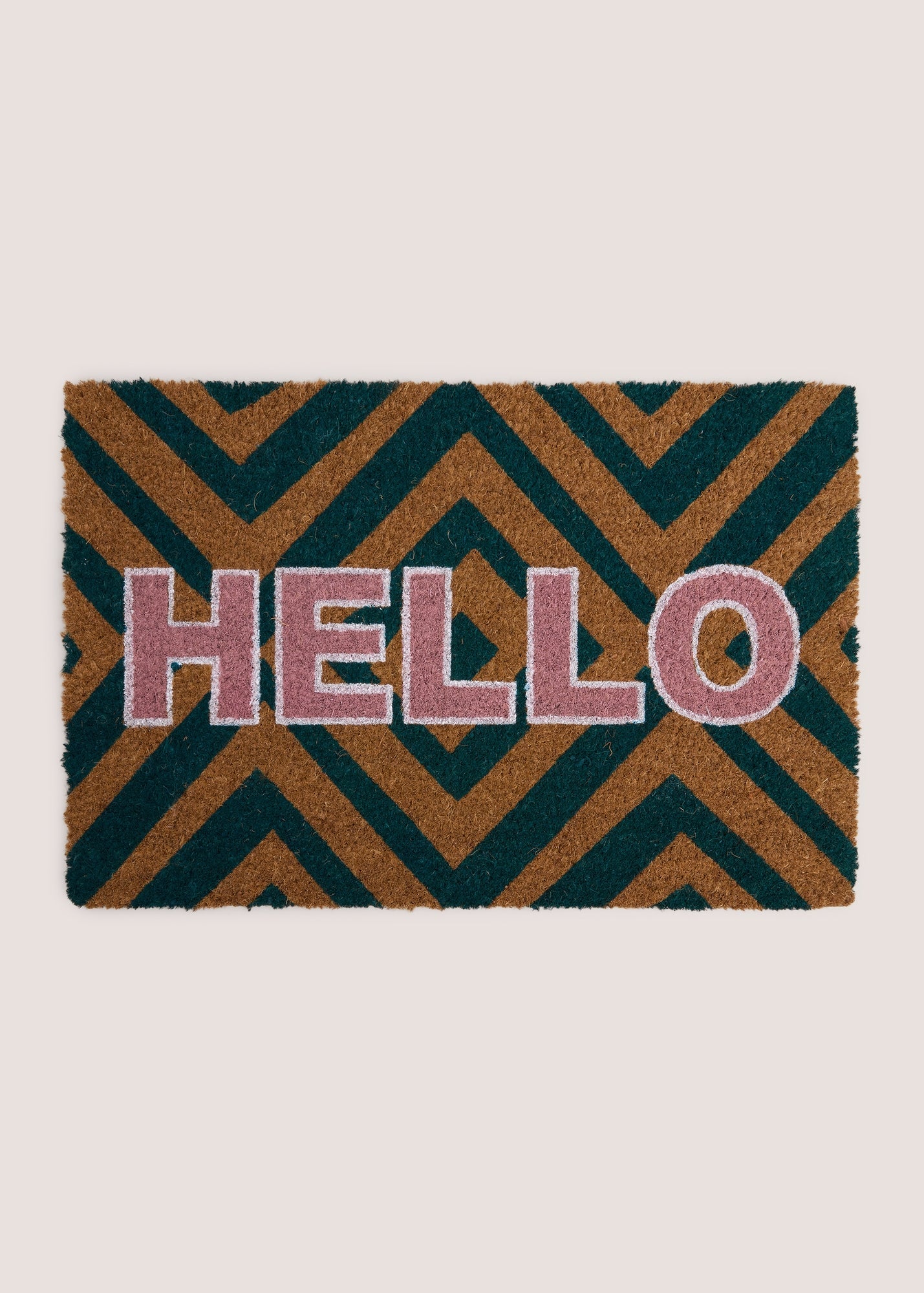 Geometric Hello Door Mat Brown M485919